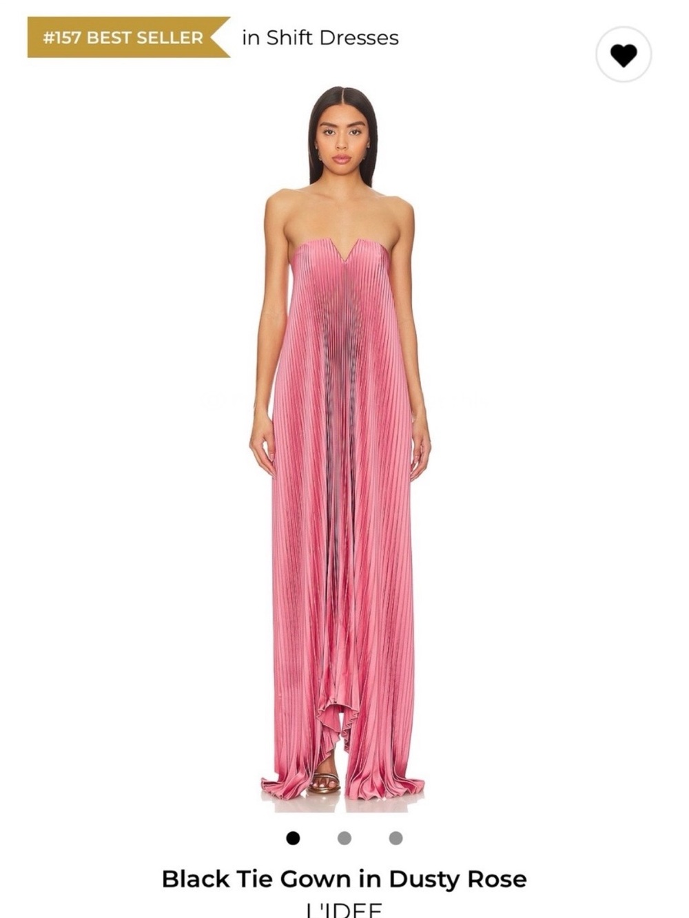 L'IDEE Dusty Rose Strapless Pleated Gown